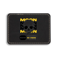 Skull With Moon Rectangle  Leatherette Patch | Artistshot