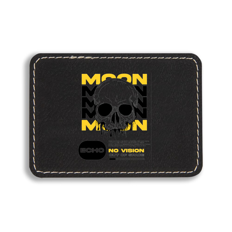 Skull With Moon Rectangle  Leatherette Patch | Artistshot