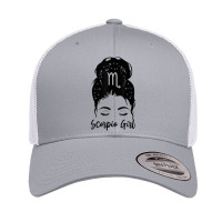 Scorpio Girl Messy Bun Zodiac Symbol Woman Birthday Costume Retro Trucker Cap | Artistshot