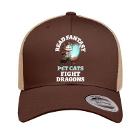 Read Fantasy Pet Cats Fight Dragons Knight Fun Reading Retro Trucker Cap | Artistshot