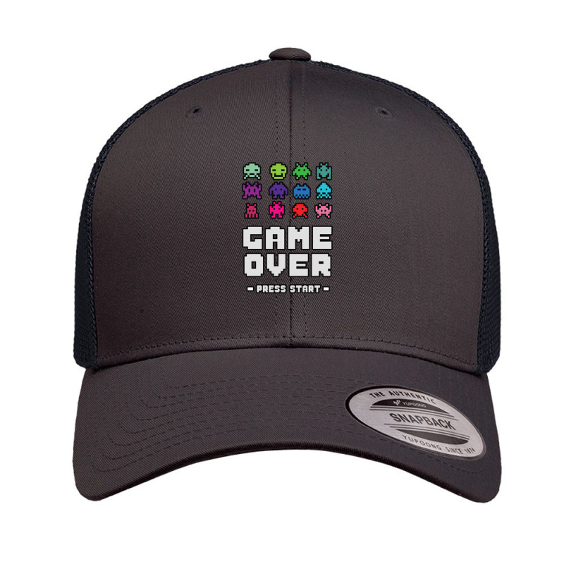 Game Over Press Start Arcade Player Retro Gamer Retro Trucker Cap by saterseim | Artistshot