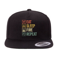 Fire T  Shirt Funny Eat Sleep Fire Repeat Retro Vintage Gift T  Shirt 5 Panel Snapback Cap | Artistshot