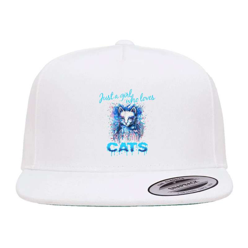 Cute 'just A Girl Who Loves Cats' Tee, Splash Art Cat Lover 5 panel snapback cap by thangdinhsinhelf | Artistshot