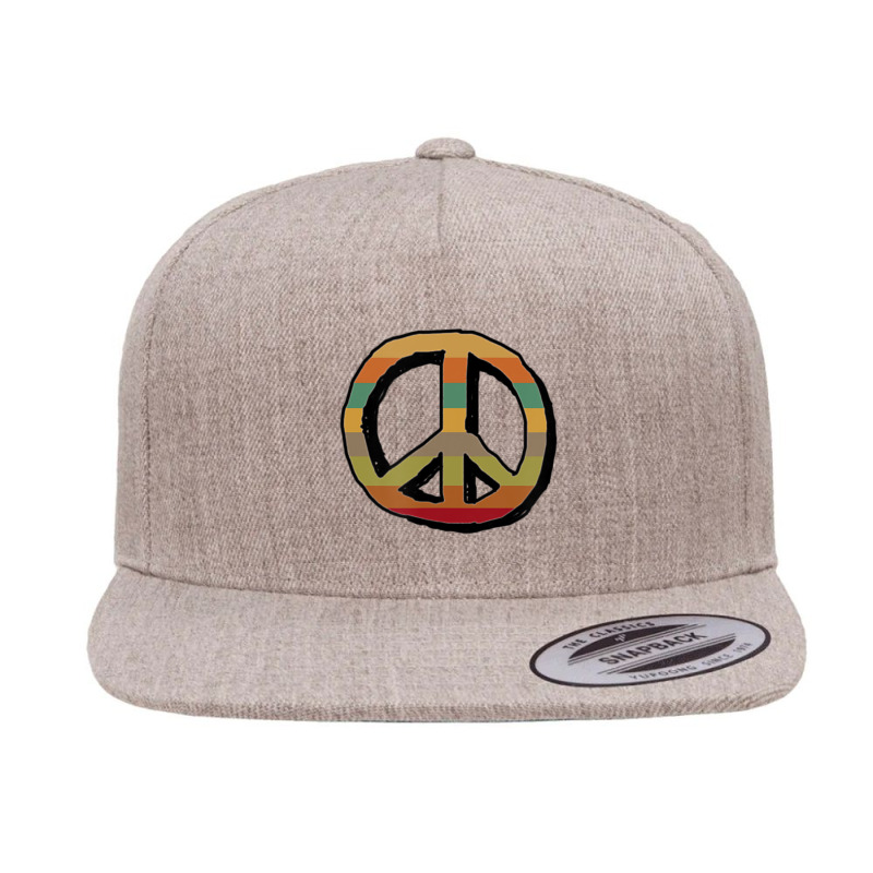 Cute Retro Peace Sign 5 Panel Snapback Cap | Artistshot