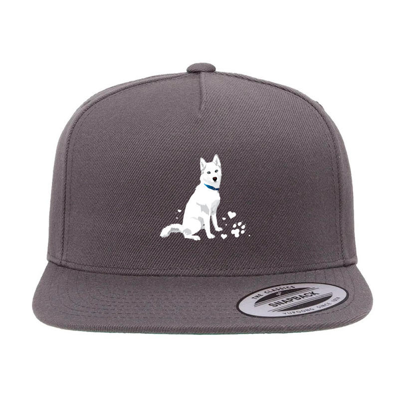 Cute White Siberian Husky Sweet White Snow Dog 5 Panel Snapback Cap | Artistshot