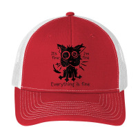 Everything Is Fine Funny Stressed Out Cat Graphic Tank Top Pa Trucker Cap | Artistshot