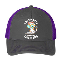 Bookmarks Are For Quitters Cute Nerdy Kitty Bookworm Gift T Shirt Pa Trucker Cap | Artistshot