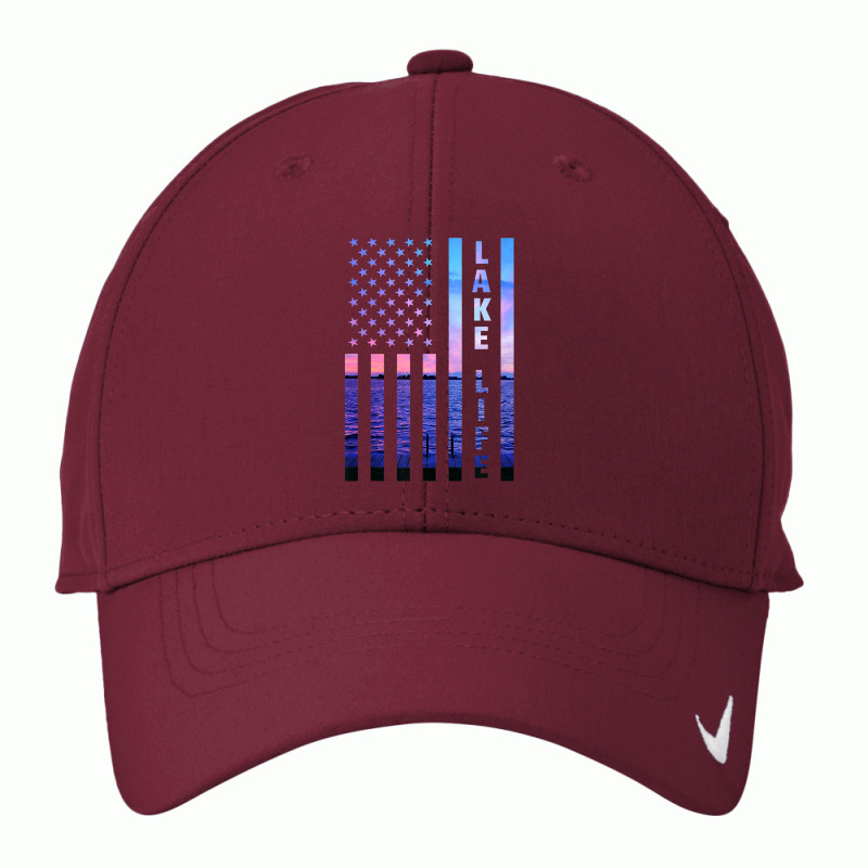 Lake Life American Flag Dock Sunset Wakeboarder Power Boat Nike Dri-fit Cap | Artistshot