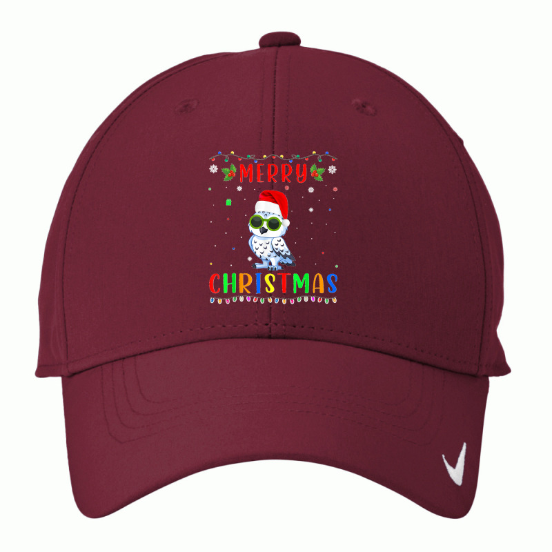 Xmas Light Snowy Owl Design Matching Christmas Pajama Nike Dri-FIT Cap by saterseim | Artistshot