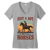 Just A Boy Who Loves Horses Women's V-neck T-shirt | Artistshot