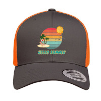 Hello Summer Vacation Palm Tree Sun Birds And Sea Retro Trucker Cap | Artistshot