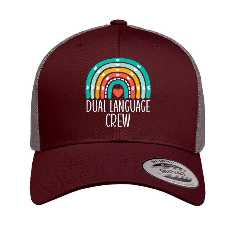 Dual Language Crew Rainbow Bilingual Teacher Dual Language Retro Trucker Cap by PokHoude | Artistshot