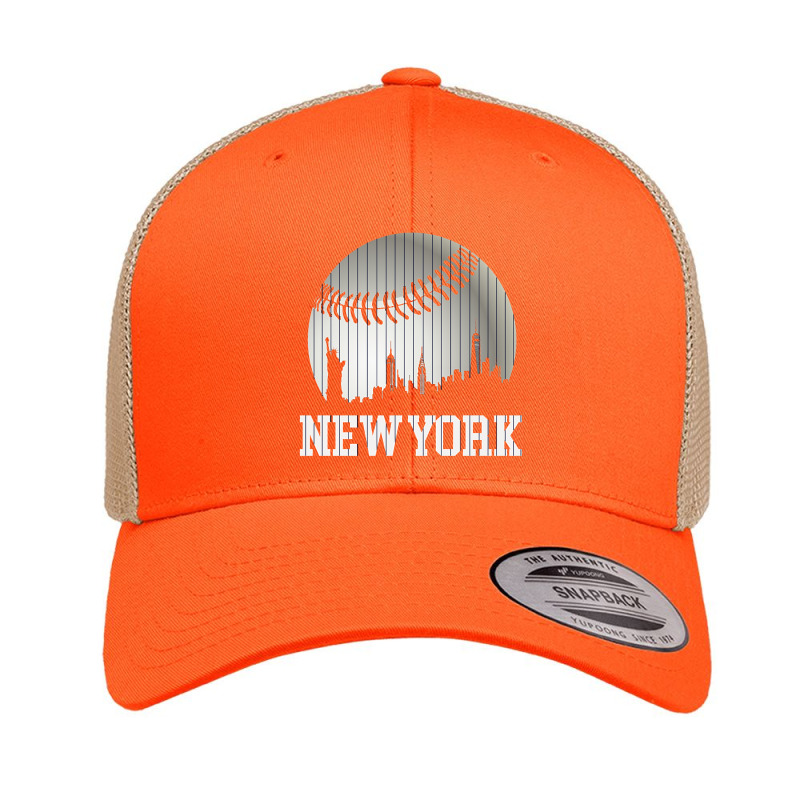 New York Ny Skyline Baseball Stripes For Gameday Retro Style Retro Trucker Cap by Kanmosrin52 | Artistshot