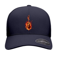 Guitar On Fire Acoustic Instrument Music Essential   1 Seamless Cap | Artistshot