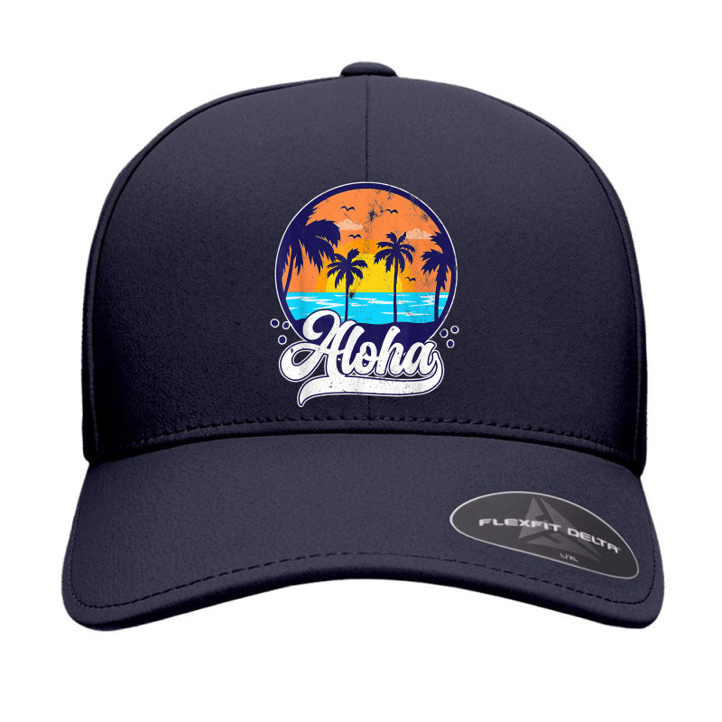 Aloha Hawaii Beach Hawaiian Island Palm Tree Surfboard Surf T Shirt Seamless Cap by cm-arts | Artistshot