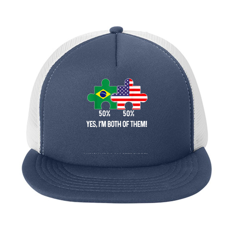 Half Brazilian Half American Flag Combined Map Brasileiro T Shirt Foam Snapback hat by hankeajrippleex5 | Artistshot