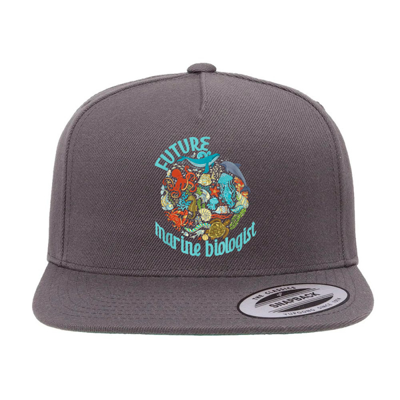 Future Marine Biologist Ocean Life Drawing Whale Octopus 5 Panel Snapback Cap | Artistshot