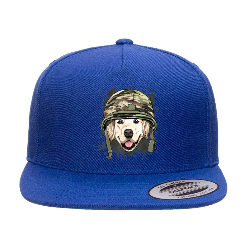 Golden Retriever Military Soldier Veterans Day Pet Dog Lover 5 Panel Snapback Cap | Artistshot