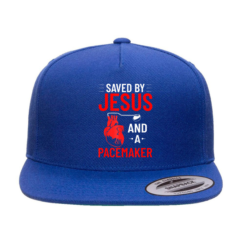 Saved By Jesus And A Pacemaker Heart Disease Awareness 5 Panel Snapback Cap | Artistshot