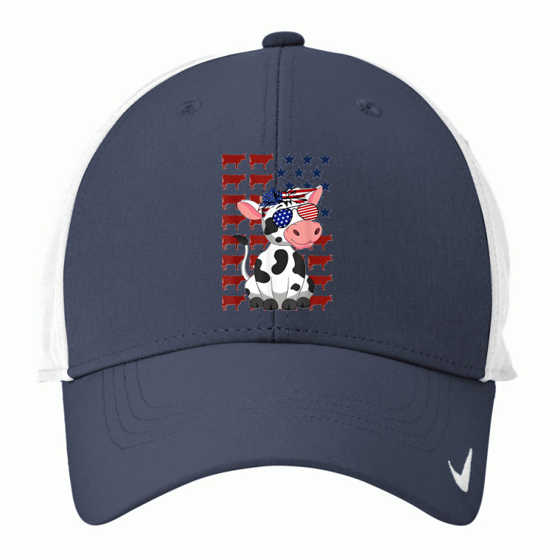 Funny Dairy Cows 4th Of July Costumes Usa Flag Dairy Cows Nike Dri-fit Cap | Artistshot