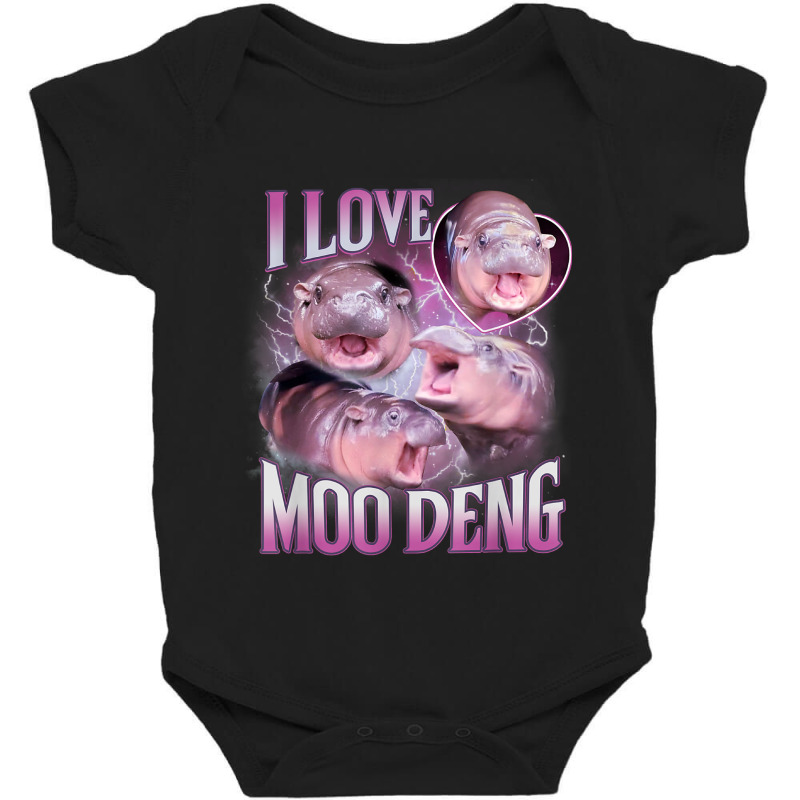 I Love Moo Deng Baby Bodysuit by ERNESTO GUANCIA | Artistshot