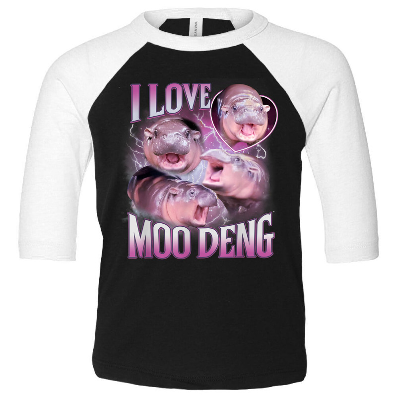 I Love Moo Deng Toddler 3/4 Sleeve Tee by ERNESTO GUANCIA | Artistshot