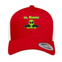 Ew Humans People Green Alien Ufo Planet Retro Trucker Cap | Artistshot