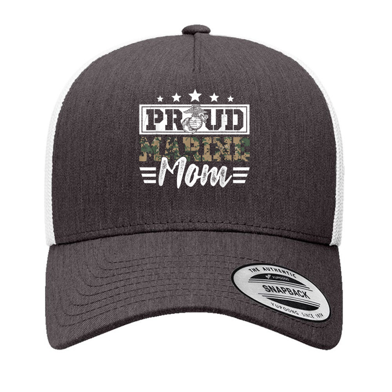 Proud Marine Military Veteran Mom Mama Mommy Mothers Day Yupoong Trucker Cap by LINDAFRAZIER | Artistshot