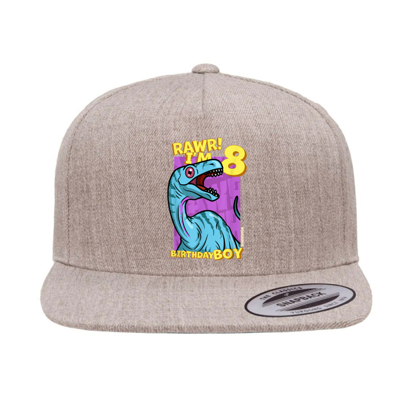 Rawr! I'm 8 Birthday Boys 8th Birthday Dino Noasaurus T Shirt 5 Panel Snapback Cap | Artistshot