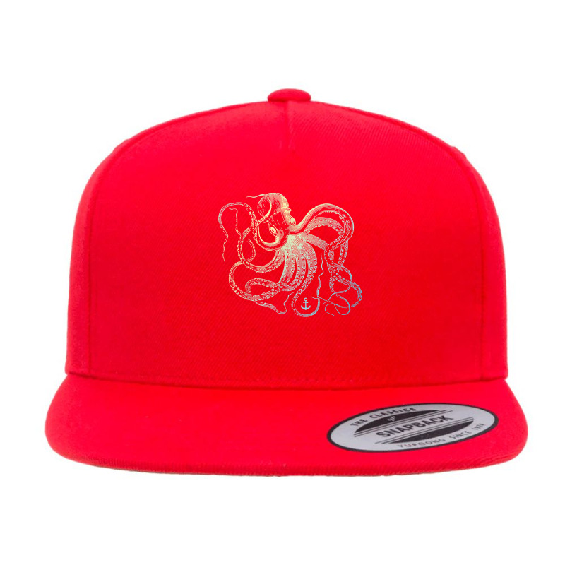 Octopus Cool Vintage Marine Biologist Ocean Sea Life 3 5 Panel Snapback Cap | Artistshot