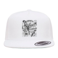 Chinoiserie Tropical Parrot Exotic Bird Floral Monochrome T Shirt 5 Panel Snapback Cap | Artistshot