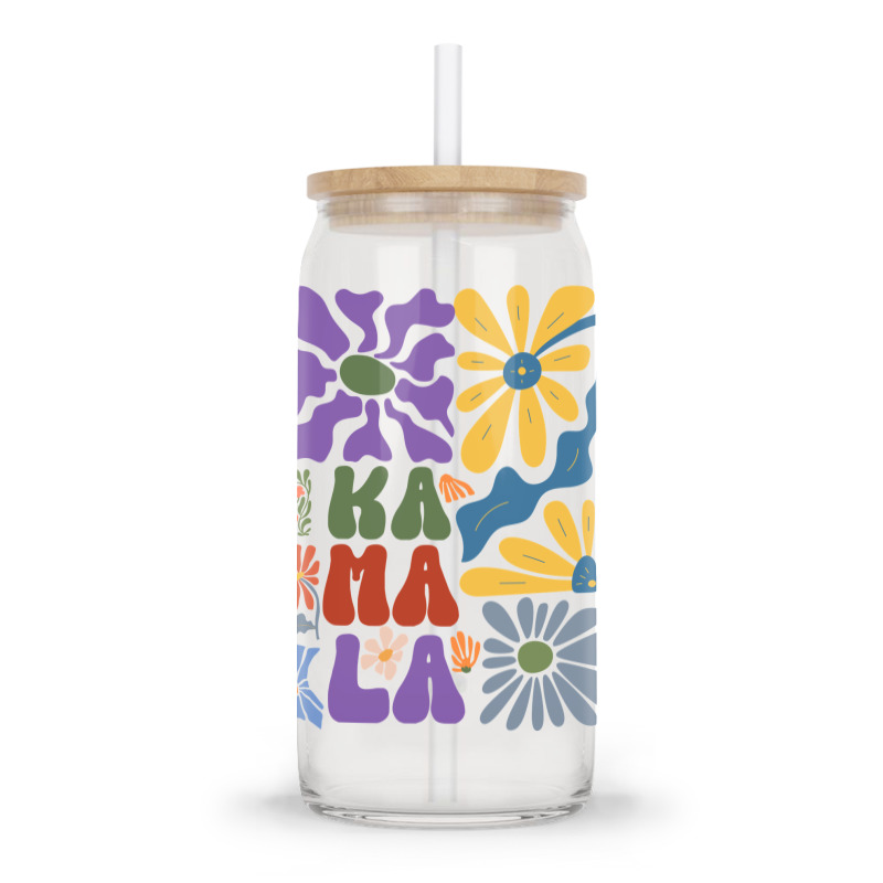 Kamala Floral Retro Tendance Glass tumbler by TuxQ | Artistshot