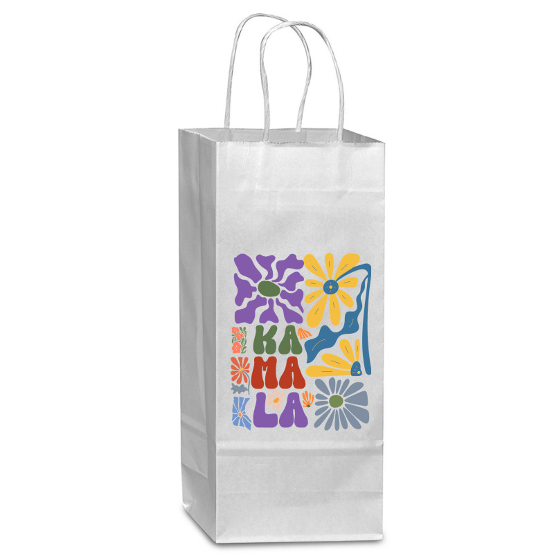 Kamala Floral Retro Tendance Wine Paper Bag - 5 1/2 x 3 1/4 x 13 by TuxQ | Artistshot