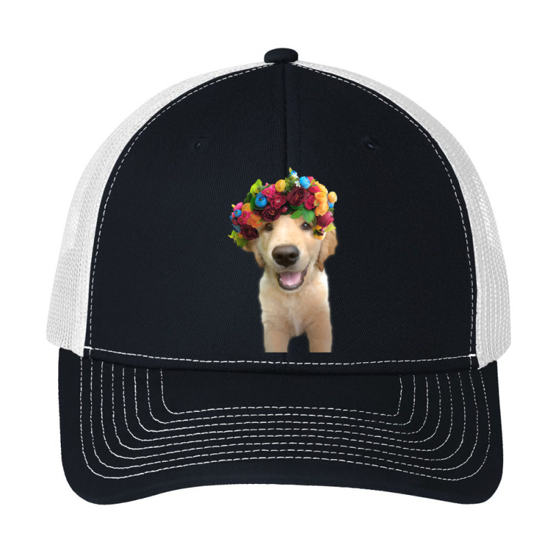 Golden Retriever Dog Dogs, Flower Head Crown, Cute Pa Trucker Cap by Kalsurin563 | Artistshot