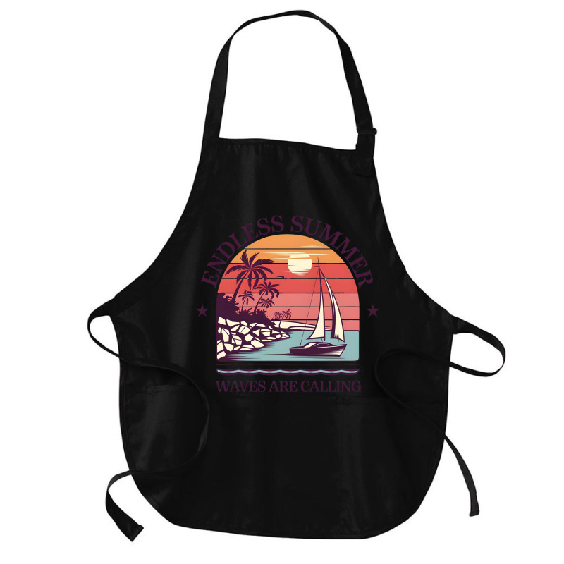 Waves Are Calling 1 Medium-Length Apron by ArtMikailah | Artistshot