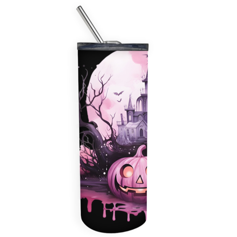 Pumpkin Halloween Spooky Night Skinny Tumbler by risedesignid | Artistshot