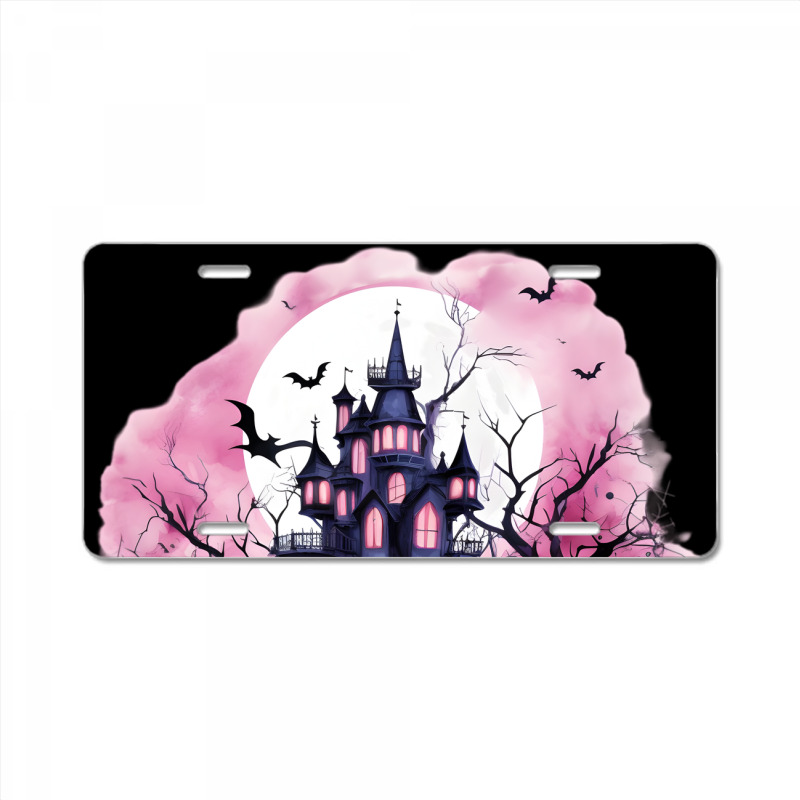 Pink Halloween Day License Plate by risedesignid | Artistshot