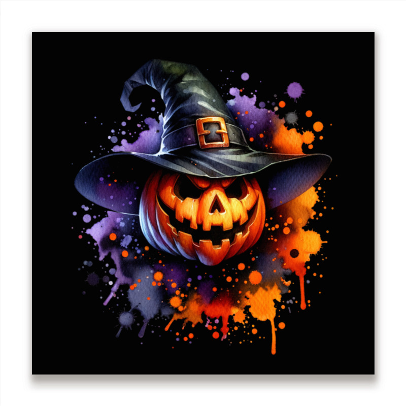 Halloween Witch Pumpkin Metal Print Square by risedesignid | Artistshot