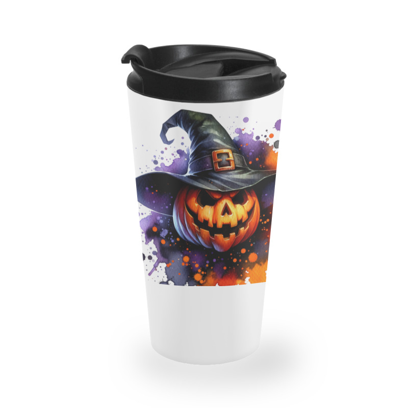 Halloween Witch Pumpkin Travel Mug by risedesignid | Artistshot