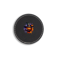 Halloween Witch Pumpkin Round Leatherette Patch | Artistshot