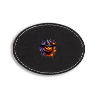 Halloween Witch Pumpkin Oval Leatherette Patch | Artistshot