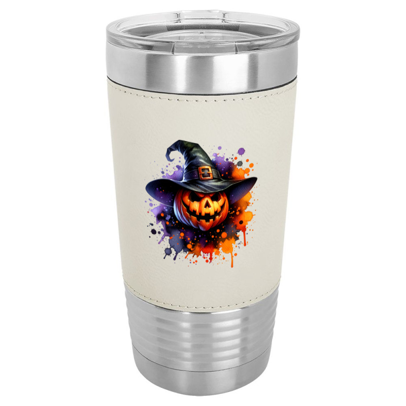 Halloween Witch Pumpkin Leatherette Tumbler by risedesignid | Artistshot