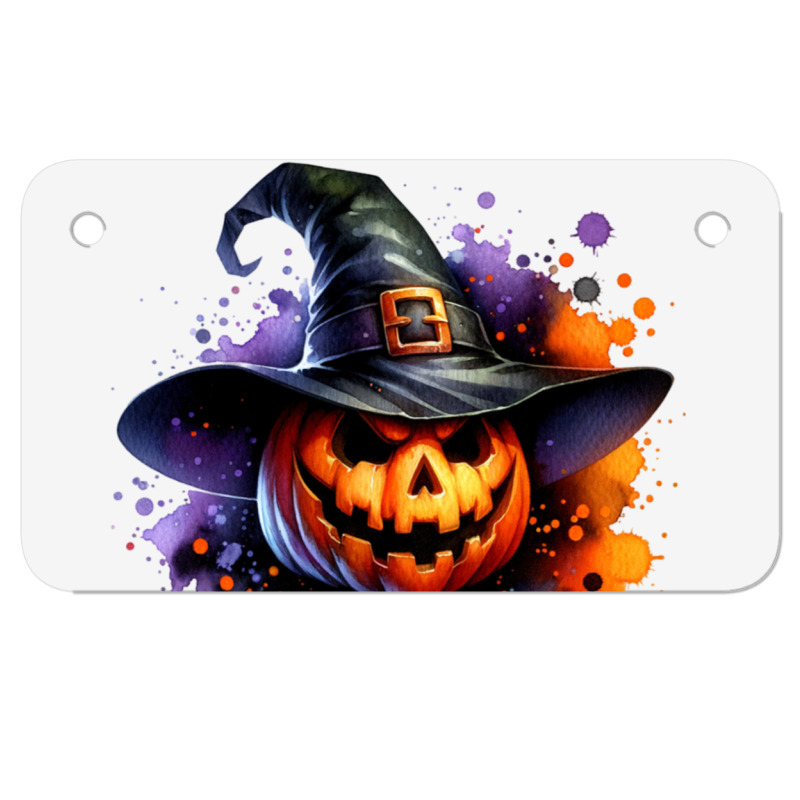 Halloween Witch Pumpkin Motorcycle License Plate by risedesignid | Artistshot