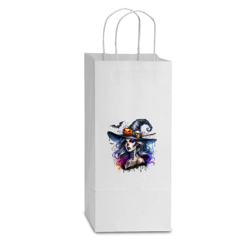 Witch Halloween Day Double wine Paper Bag - 6 1/2 x 3 1/2 x 12 3/8 by risedesignid | Artistshot