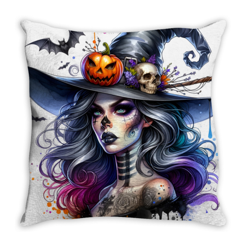 Witch Halloween Day Throw Pillow by risedesignid | Artistshot