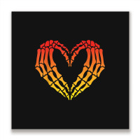 Funny Skeleton Heart Halloween Love Metal Print Square | Artistshot