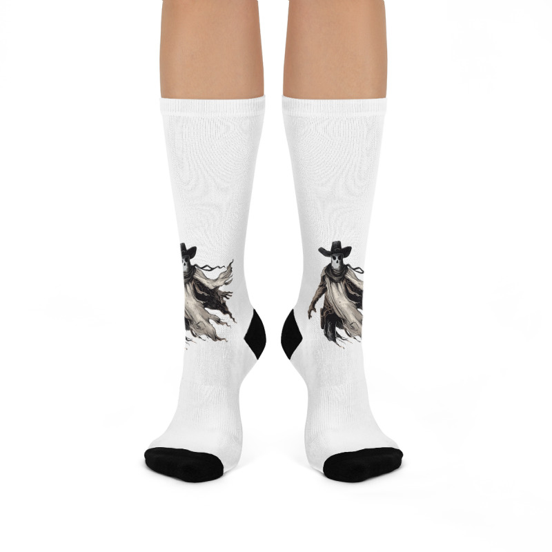 Halloween Day - Cow Boy Funny Skull Crew Socks by risedesignid | Artistshot