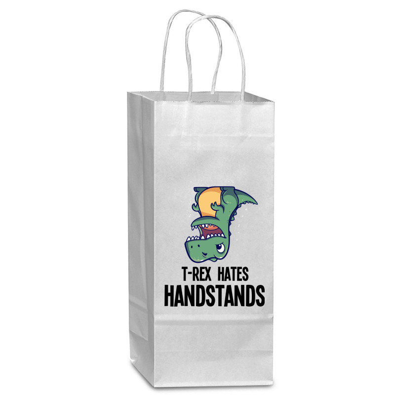 T Rex Hates Handstands Wine Paper Bag - 5 1/2 x 3 1/4 x 13 by ERNESTO GUANCIA | Artistshot