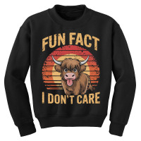 Fun Fact I Don't Care Highland Cow Youth Sweatshirt | Artistshot