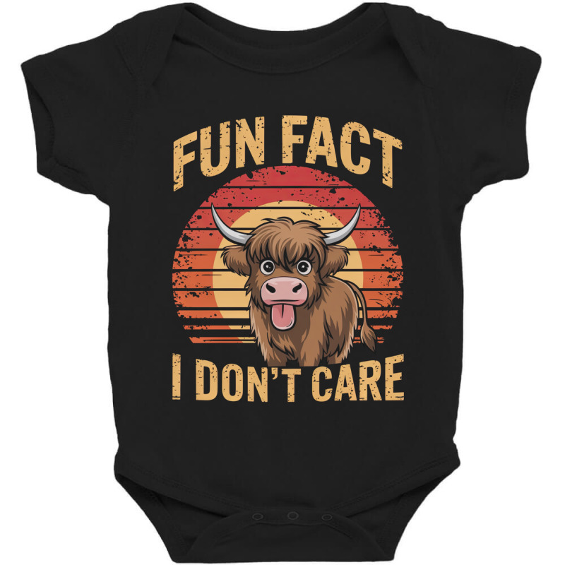 Fun Fact I Don't Care Highland Cow Baby Bodysuit by ERNESTO GUANCIA | Artistshot